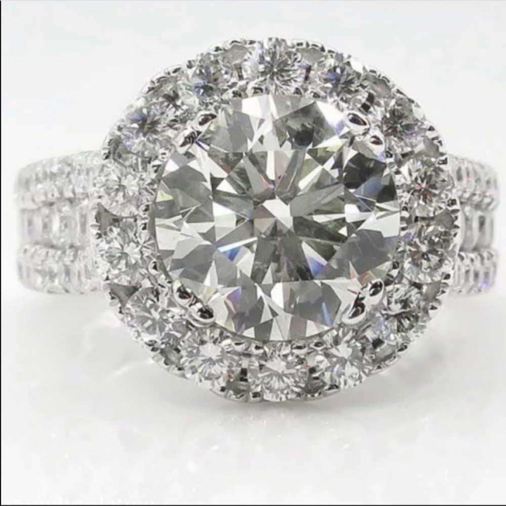 NEW 925 STERLING SILVER ROUND DIAMOND HALO RING, CUTE RING, SHINY RING. - Picture 2 of 7